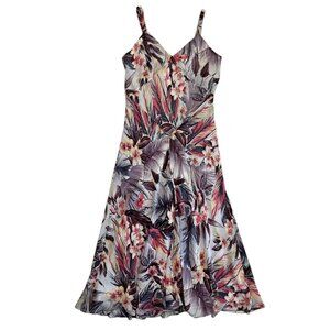 Vintage Calvin Klein Silk Floral Babydoll Maxi Dress Purple‎ 12 Fairy Y2K